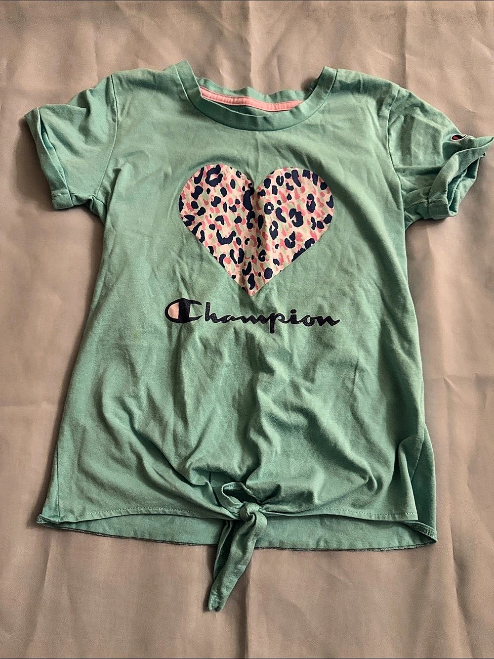 Champion Girls Large (12) Green Graphic Tee
